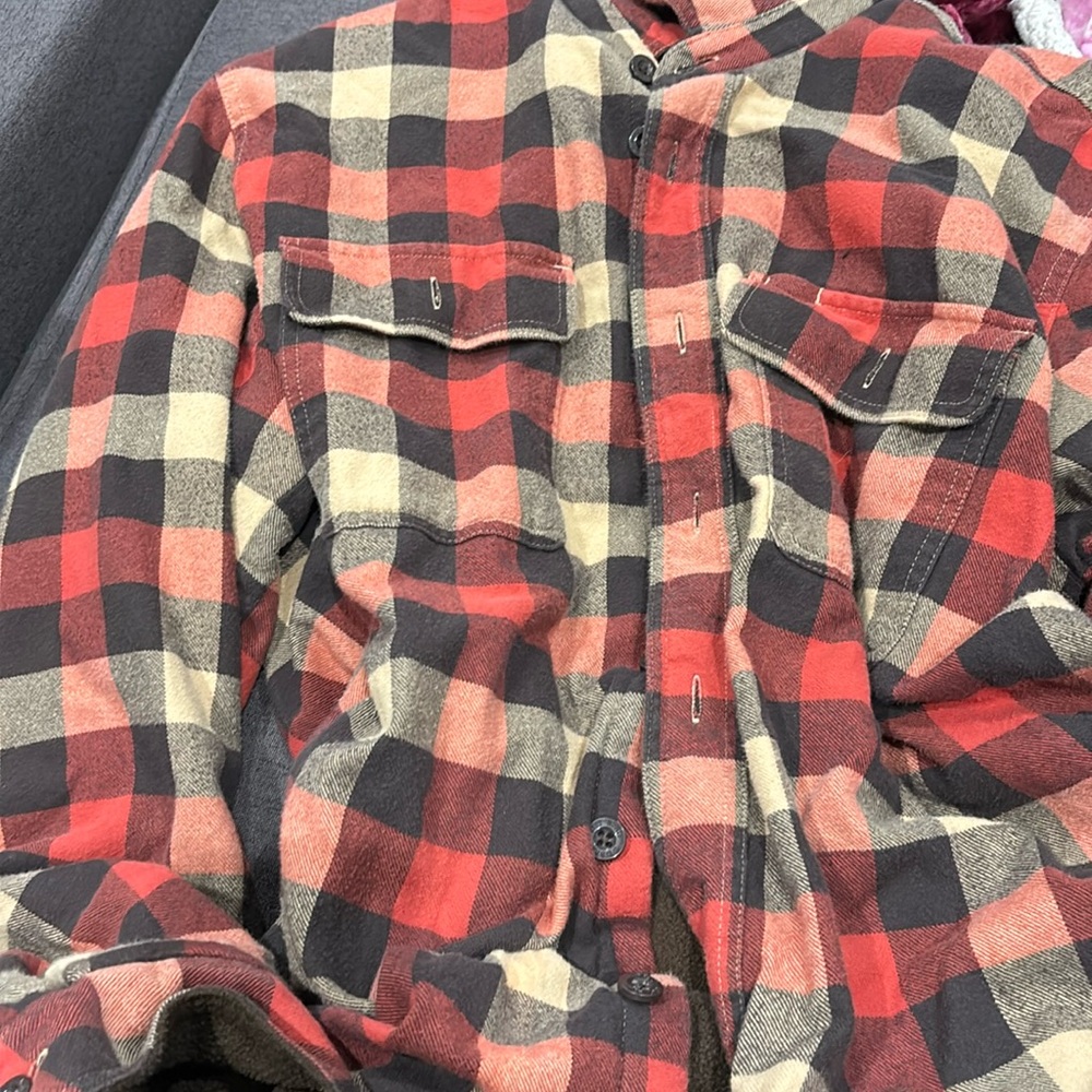 Brown and red flannel L L bean